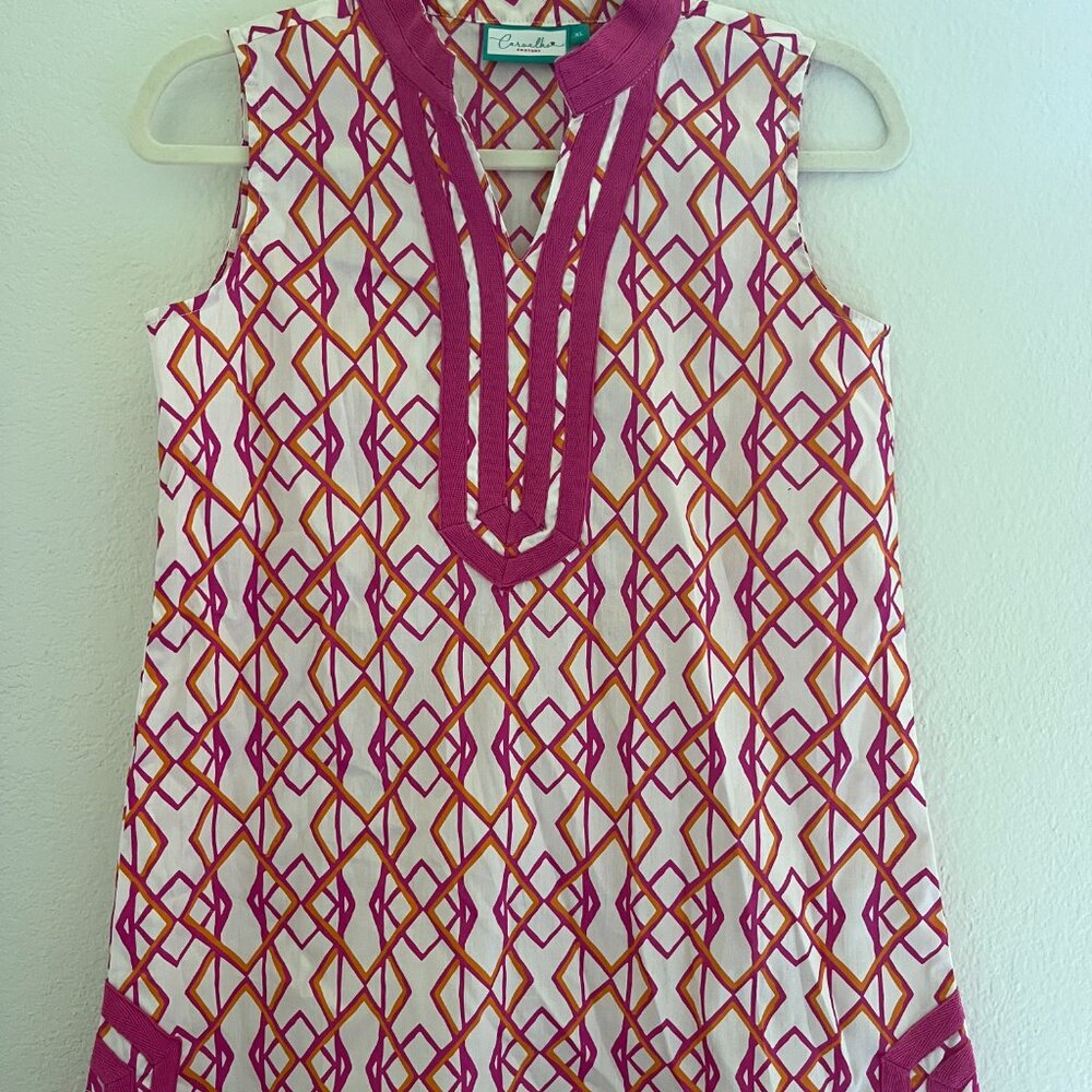 Crown & Ivy Pink Geometric Print Sleeveless Tunic Cover-Up - Picture 2 of 8